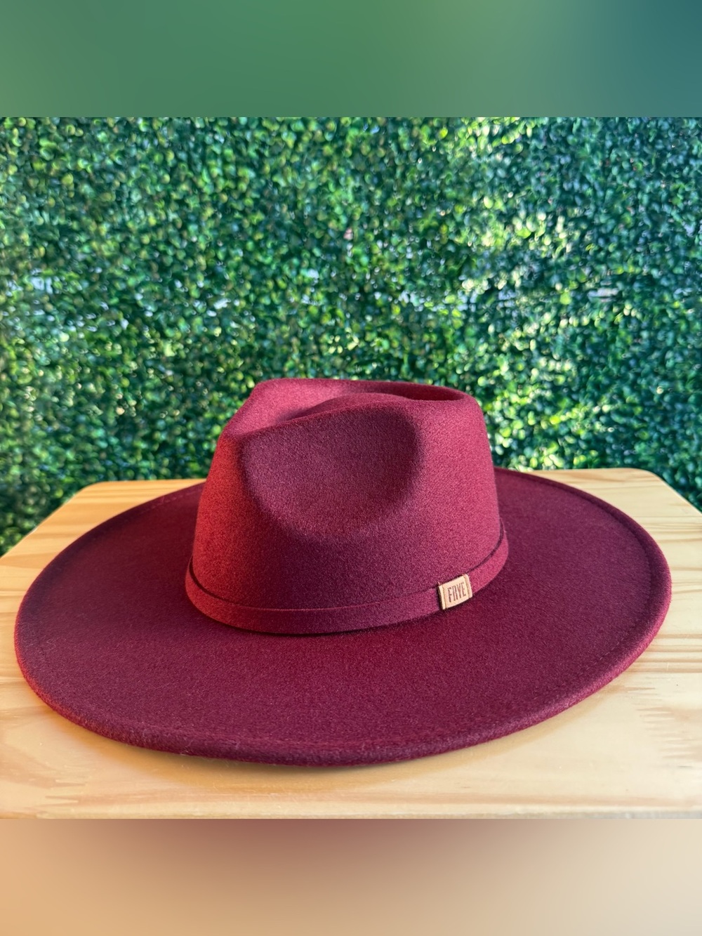 FRYE Women’s Burgundy Stiff Wide Brim Fedora Hat OSFM Rancher Western